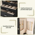 thumbnail image 6 of 4-Tier Jewelry Box Lockable Leather Jewelry Storage Case Organizer with 3 Drawers for Women Girls Ring Necklace Earring Bracelet Watches Holder with Mirror, 6 of 13