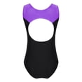 thumbnail image 5 of iiniim Kid Girl Gymnastics Leotards Bodysuit with Shorts Ballet Unitard Dancing Training Costume Size 4-14 A Purple&Black 14, 5 of 7