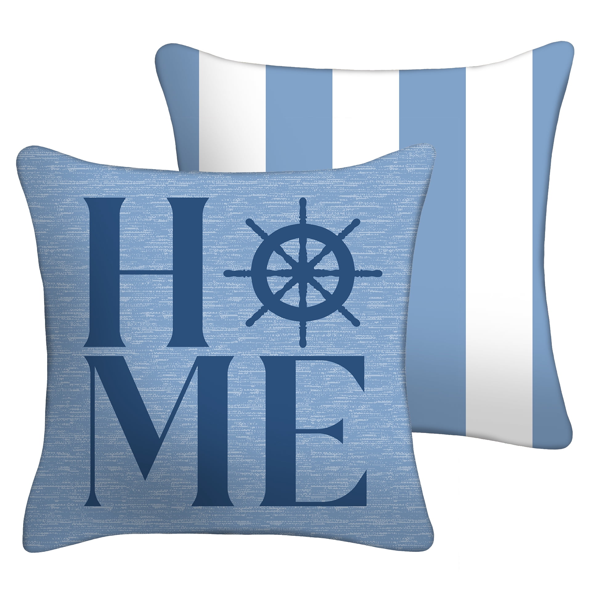 Mainstays 16" x 16" Reversible Decorative Outdoor Throw Pillow, Coastal Home