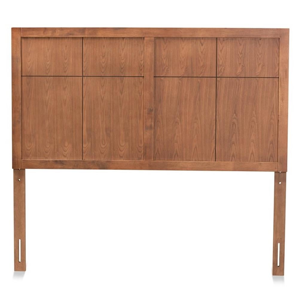 Monroe Modern Transitional and Rustic Ash Walnut Finished Wood Queen Size Headboard