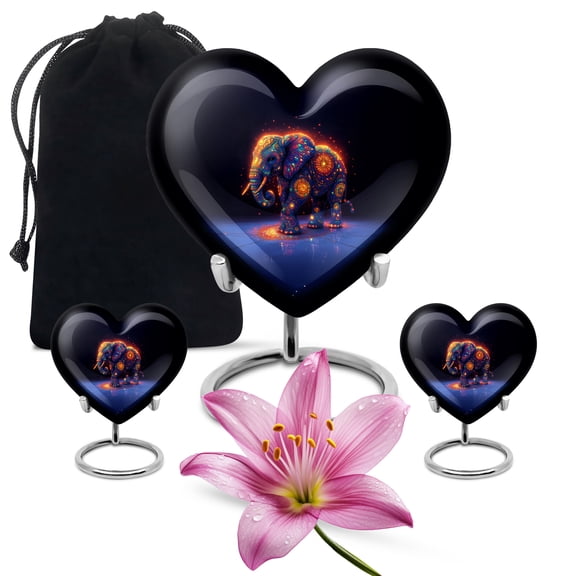 SABURIAL Elephant Urn - Large Burial Urn For Ashes Adult Male - Mini Cremation Urns For Human Ashes Adult Man - Combo Of 8 Inch 3 Inch