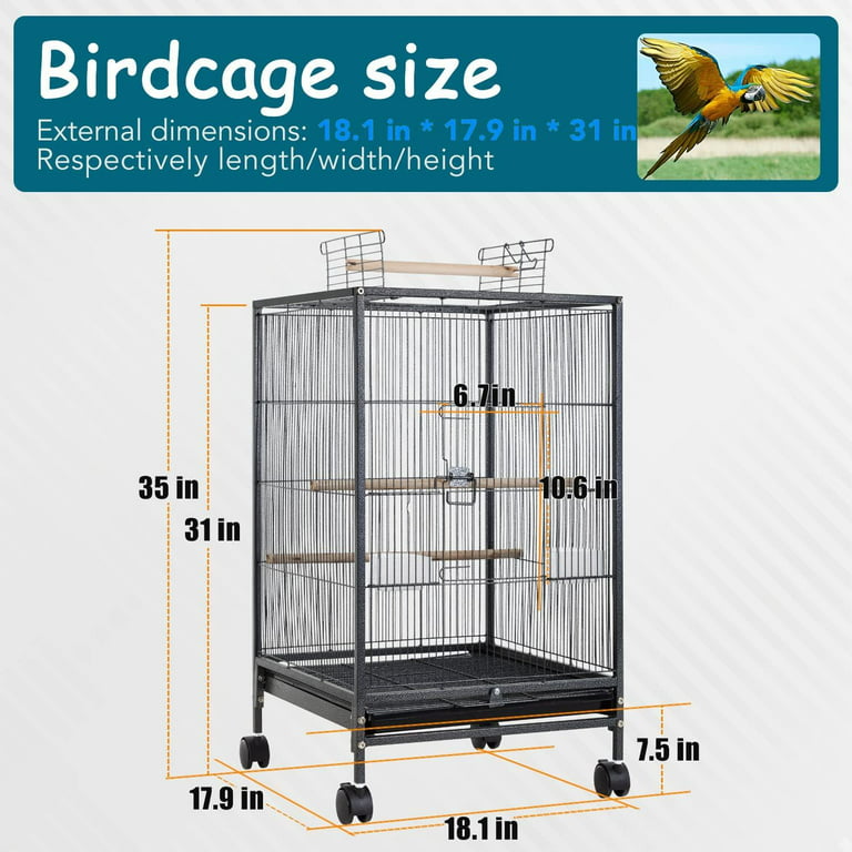 YRLLENSDAN Large Bird Cage for Parakeets, Heavy Duty 35 inch Height Bird  Cages with Stand for Cocktails Parakeet Parrot Cage Birdcage for Parrots