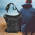 thumbnail image 4 of Men\'s Leather Leg Pouch Bag Motorcycle Waist Pack Outdoors Carrying Pouch Black, 4 of 7