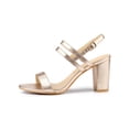 thumbnail image 3 of BLISSFUL STEP Women's Slingback Block Heel Ankle Strap Sandals Rose Gold 8, 3 of 8