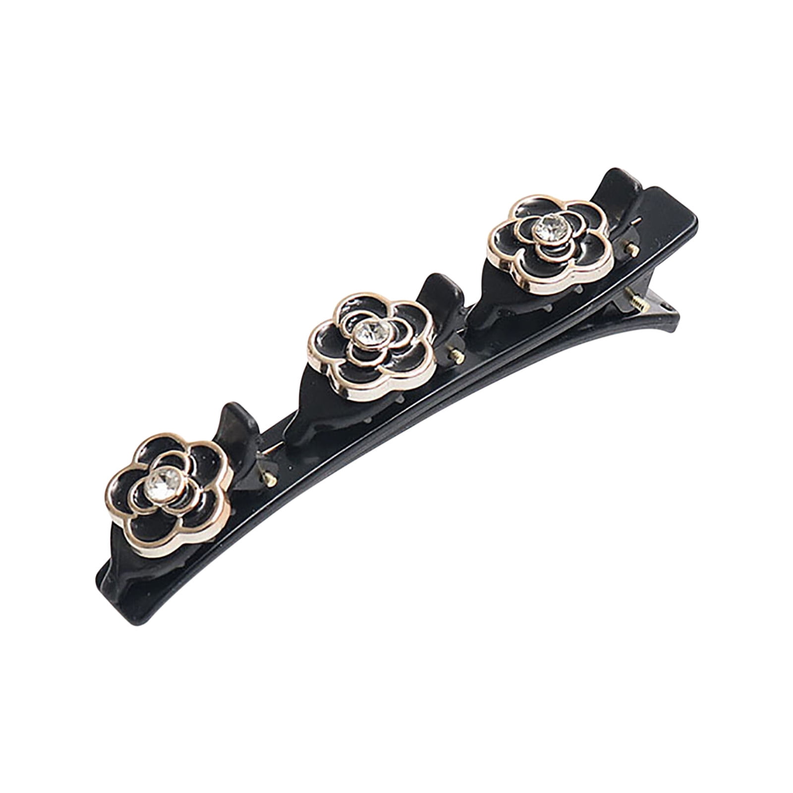 QISIWOLE Flower Hair Clips For Women, Double Braided Hair Toothed Nonslip Barrettes,Hair