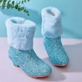 thumbnail image 5 of LYHao Girls Winter Warm Knit Boots For Little Girls — Cozy Lined Ankle Boots With Top Handle For Autumn And Winter ,Girls Boots Sizes 13 Blue(7-8 Years), 5 of 5