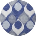 thumbnail image 4 of HomeRoots 663080 8 ft. Navy Blue, Ivory & Gray Ogee Washable Round Area Rug with UV Protection, 4 of 9