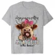 thumbnail image 3 of Camisetas con estampado de vaca de las tierras altas para mujer, camisetas femeninas con diseño de actitud, camiseta de manga corta con cuello redondo, ropa divertida de dibujos animados para mujer, 3 of 5