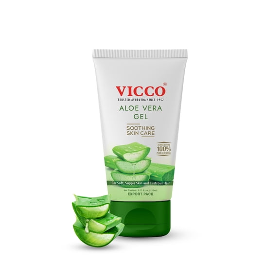 Vicco Aloe Vera Gel for Face, Skin & Hair, Hydrating & Nourishing Clear Gel, 5.07 Fl Oz (Pack of 2)