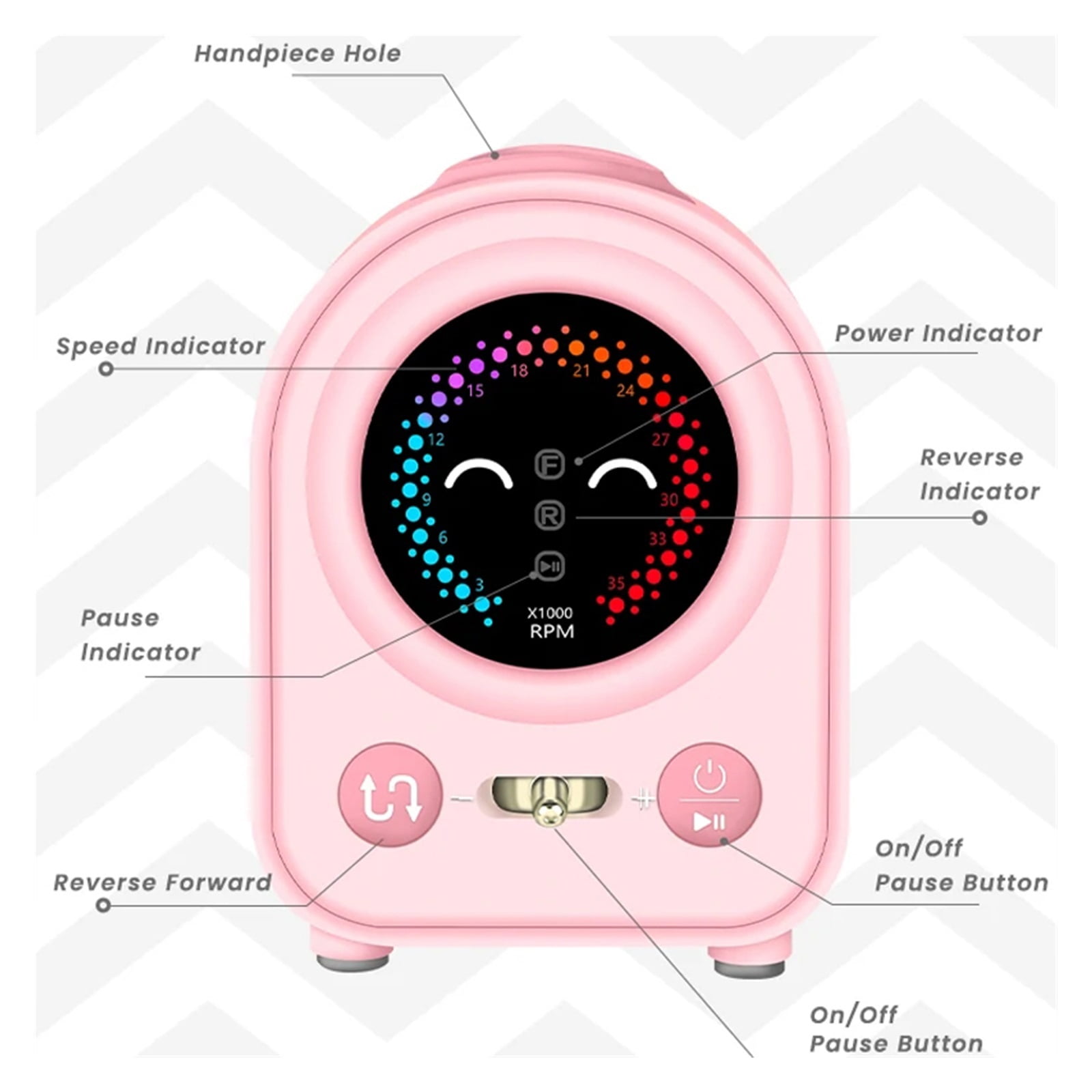 Cute Smile Nail Drill Machine, 35000RPM Electric Nail File Accessories, Nail Polish Sander, Professional Tool Manicure Set ,Low Noise