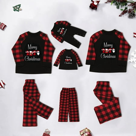 

Holiday Graphic Christmas Kid Kids Child Printed Top+Pants Xmas Family Matching Pajamas Set Black 130 Y2Y