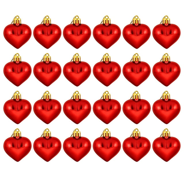 24 Pcs Ornements en Forme de Cœur pour la Saint-Valentin Décorations