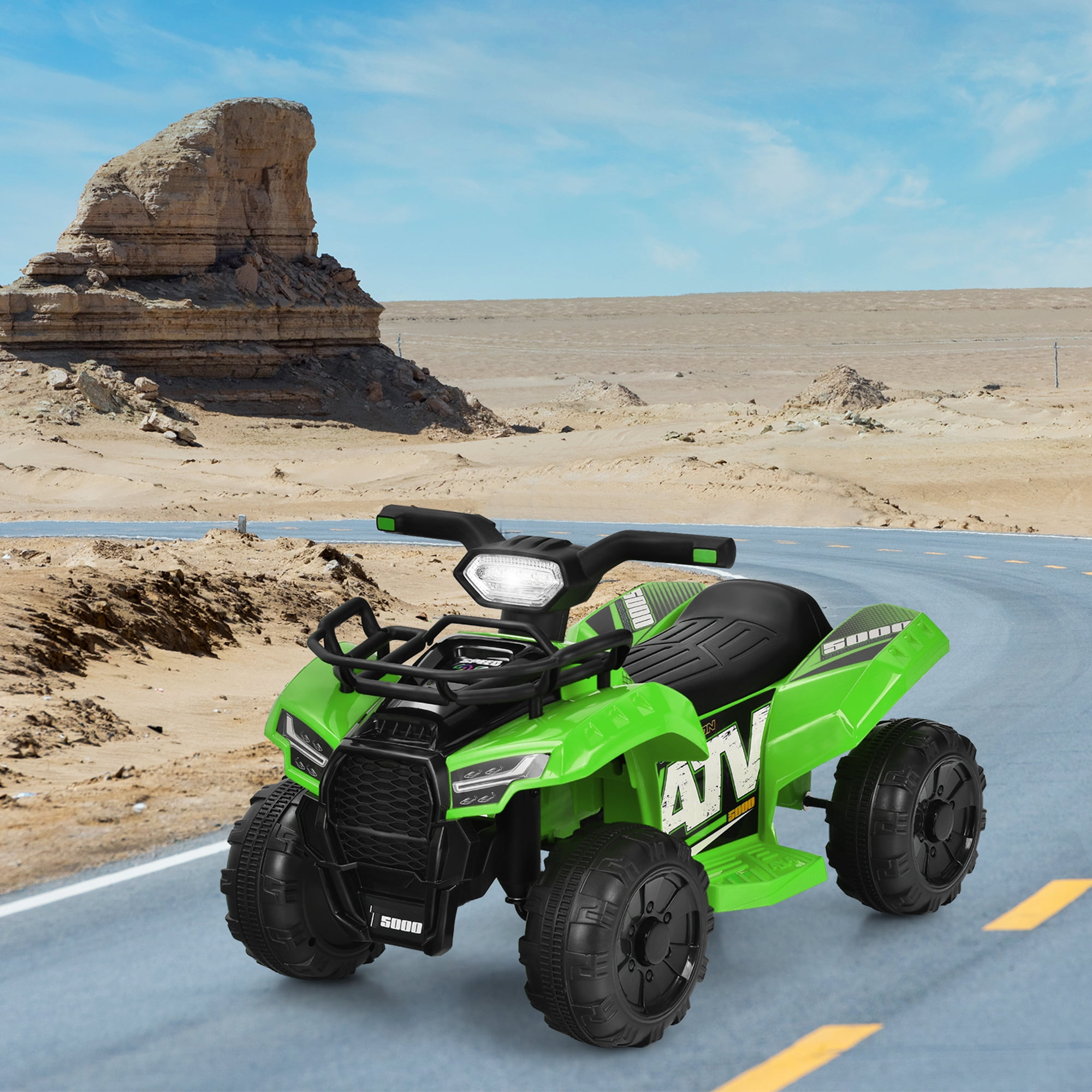 Gymax 6V 4 Wheels ATV Quad Ride On Car Kids Ride-On Toy w/ Music Horn LED Light Green