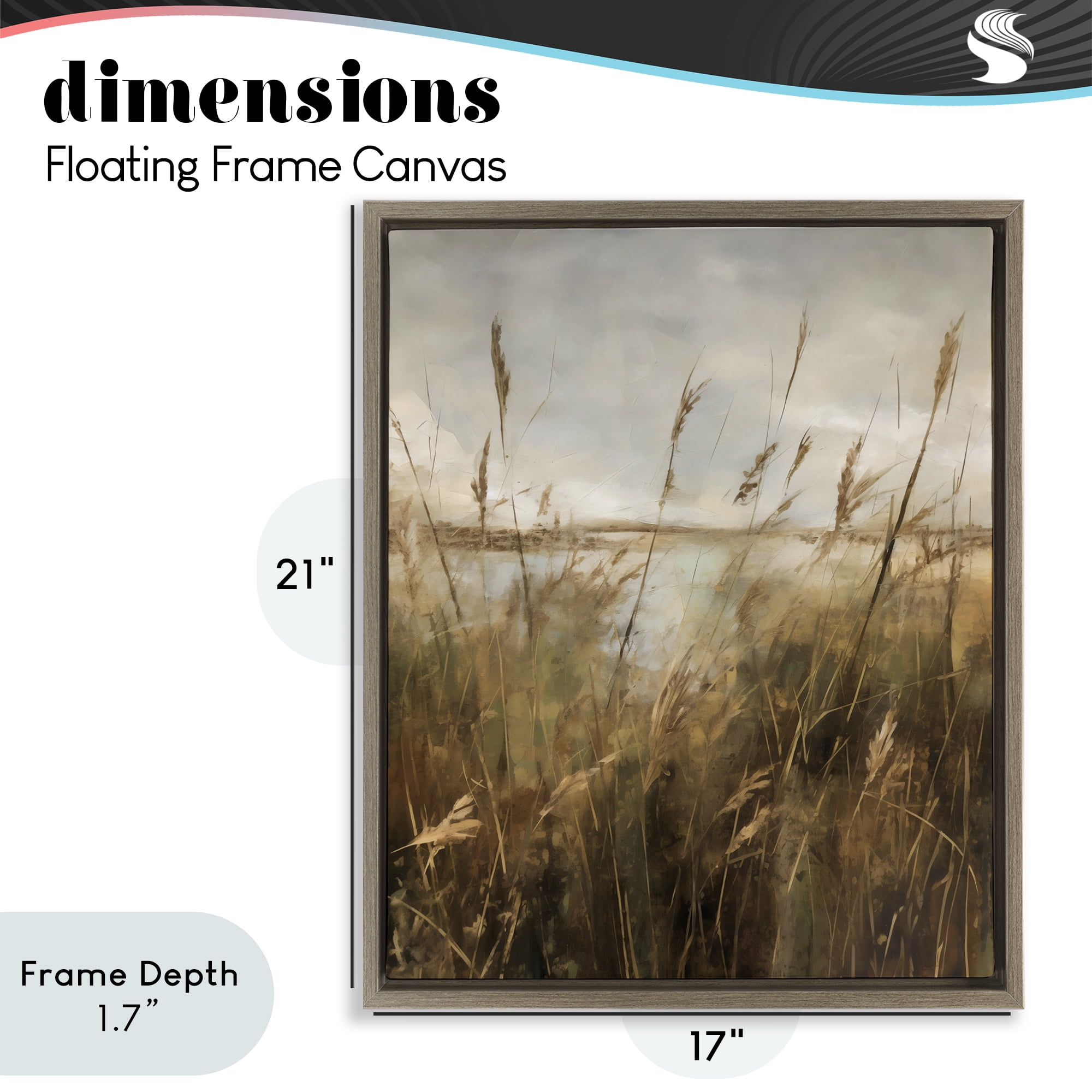 Stupell Industries Tall Grass Beside Quiet Lake Brown Framed Floater Canvas Wall Art, design by Creative Studio