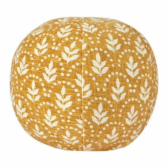 Beautiful 11" Amber Yellow Block Print Round Decorative Pillow by Drew Barrymore