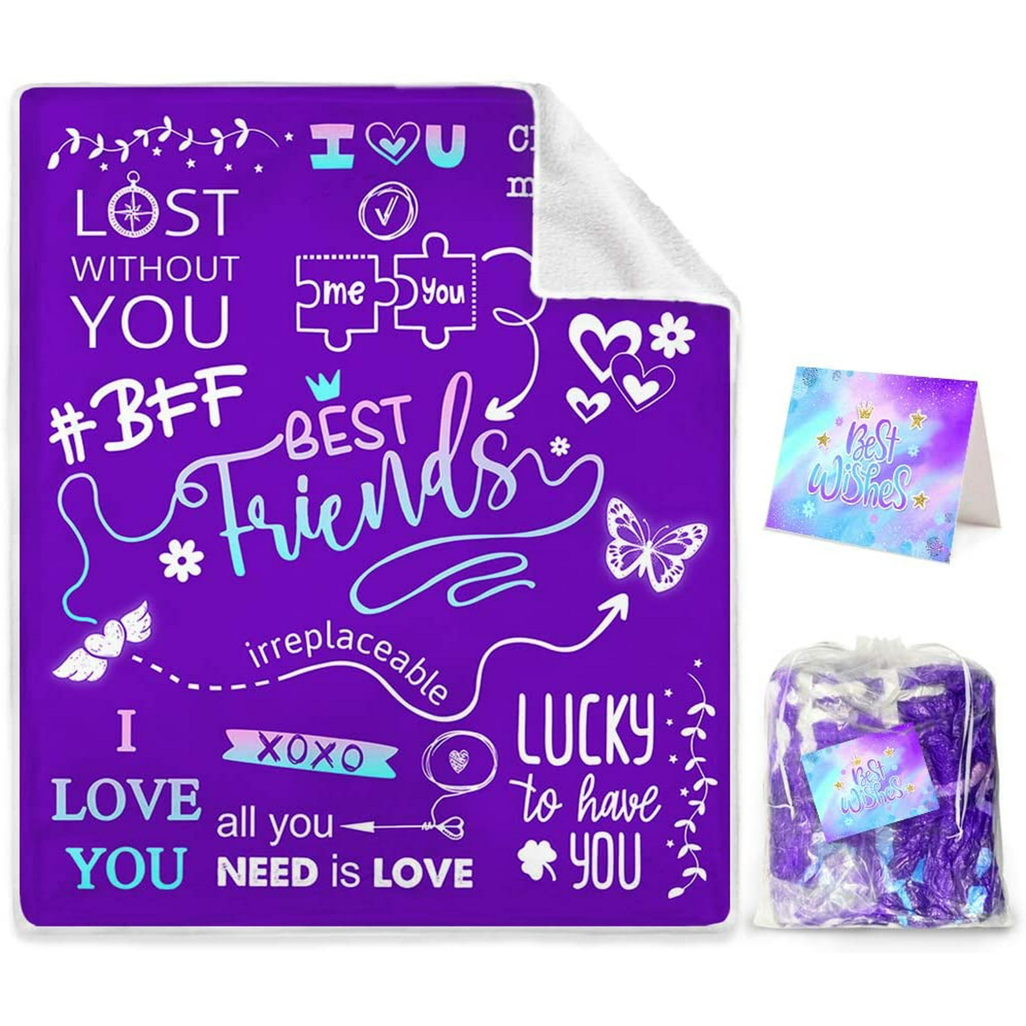 Best Friend Blanket Personalized Friendship Gifts Soft Throw Blanket for Women Teen Girls Purple Bestfriend BFF Quotes Flannel Fleece Blankets and Throws for Sister Bestie 50 x60 Walmart