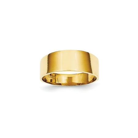 - Solid 14k Yellow Gold 8mm Flat-top Tapered Cigar Wedding Band Ring - Size 4