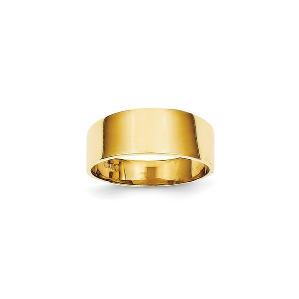 AA Jewels - Solid 14k Yellow Gold 8mm Flat-top Tapered Cigar Wedding ...