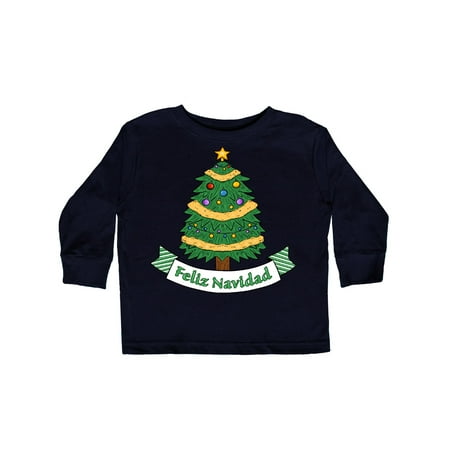 

Inktastic Feliz Navidad Tree with Banner Gift Toddler Boy or Toddler Girl Long Sleeve T-Shirt