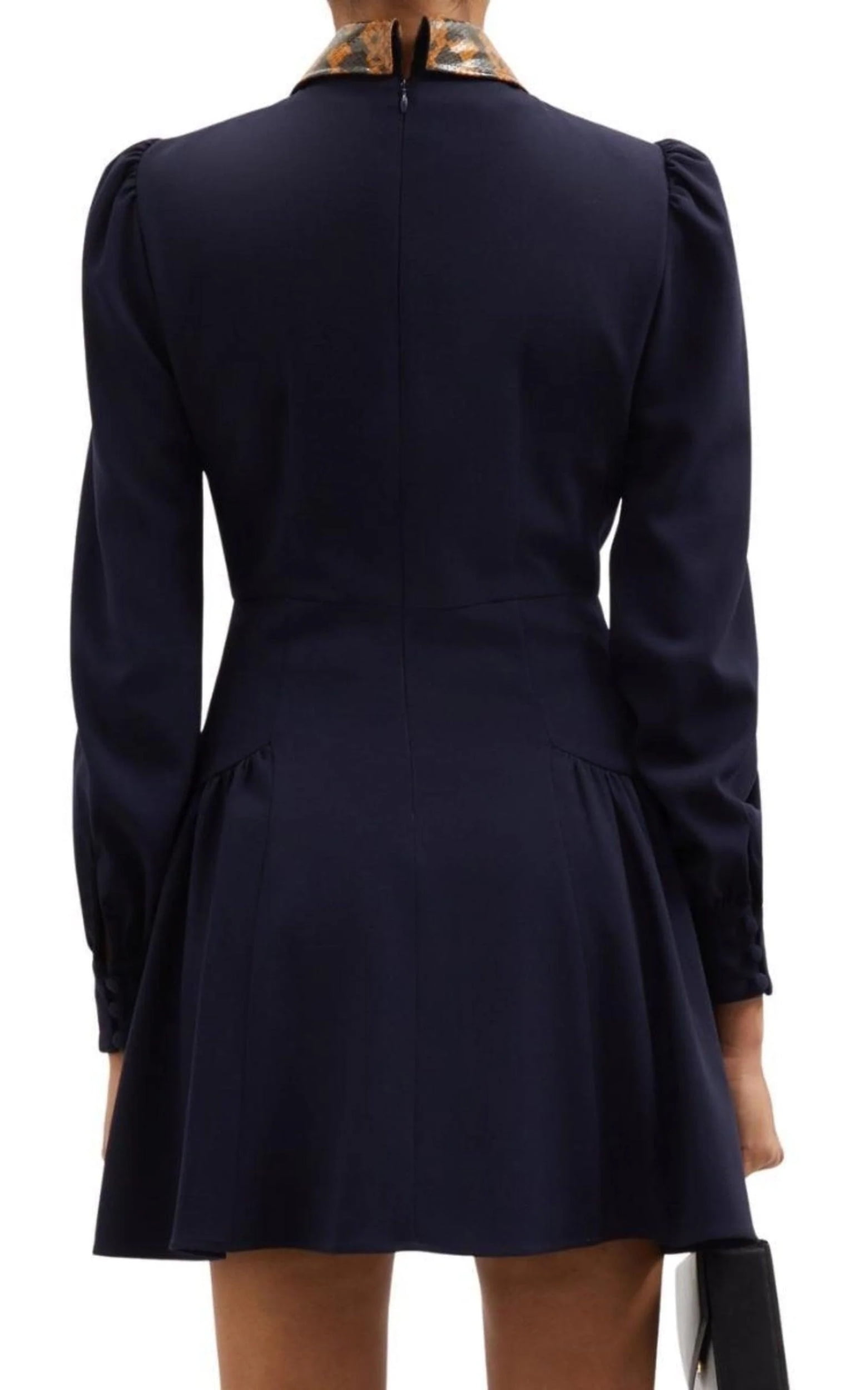 パーティードレス Wool Crepe Mini Dress With Python Print Collar Wool Crepe Mini Dress With Python Print Collar - Walmart