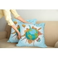 thumbnail image 2 of Ambesonne Travel Throw Pillow Cover 2 Pack, World Landmarks Around Globe, 16", Multicolor, 2 of 7