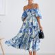 thumbnail image 5 of Vestido Básico Vestido básico con estampado floral Vestido sin espalda para mujer Vestido casual Traje de playa (Azul XL) Cgtredaw Para estrenar, 5 of 6