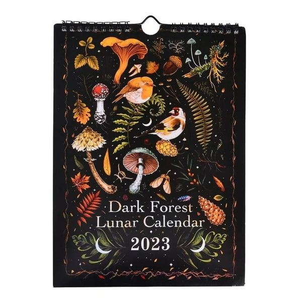 Calendario Lunar de pared con Ilustración Creativa, calendario de Bosque Oscuro, impermeable, tinta de Color, arte de lavado, astrología, regalo, 2023