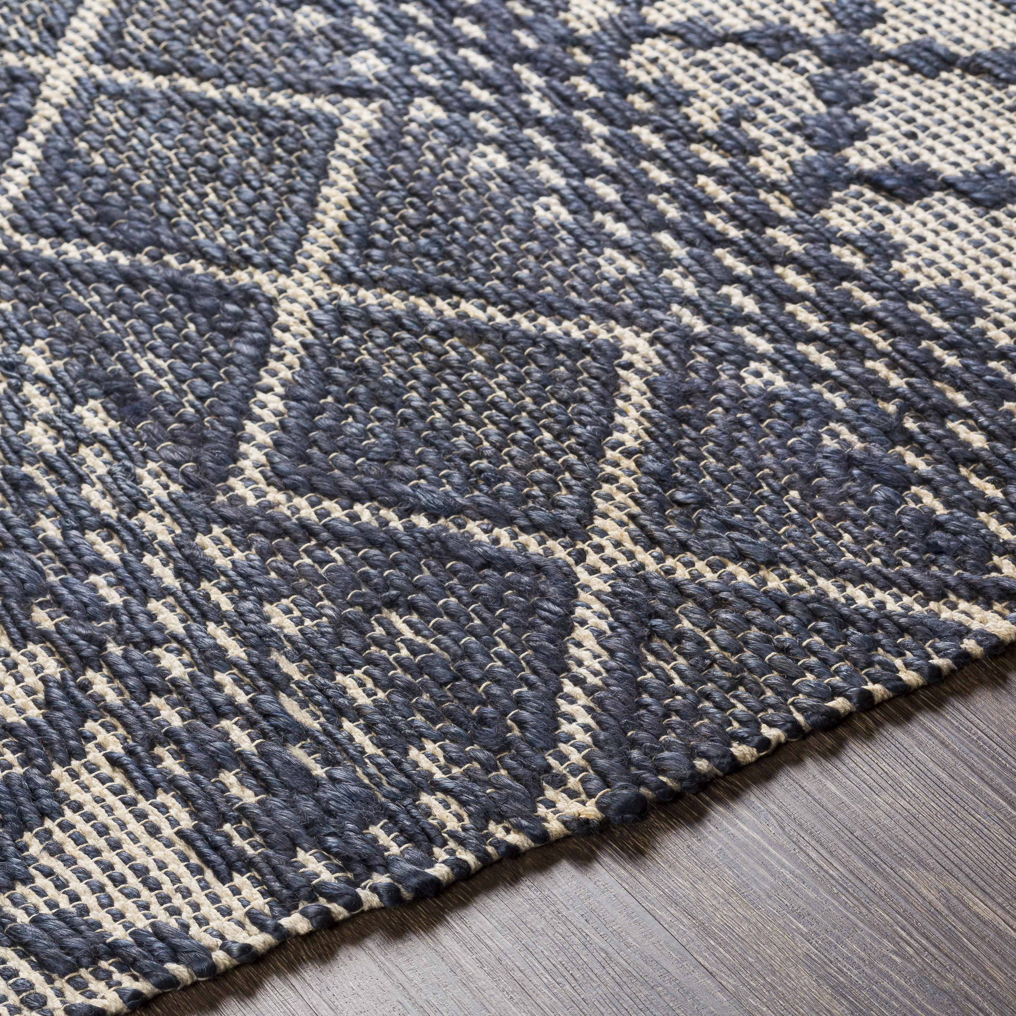 Hauteloom Bunclody Jute Living Room, Bedroom Area Rug - Bohemian, Transitional - Navy, Peach - 5' x 7'6"