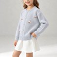 thumbnail image 2 of Nilvkv Cardigan for Girls, Sweaters for Girls, Crew Neck Button-Up Knit Cardigan with 3D Bee Applique for Spring and Fall Wear Blue 5-6 Years, 2 of 8