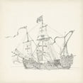 thumbnail image 2 of Foust, Richard 12x12 Black Ornate Wood Framed with Double Matting Museum Art Print Titled - Antique Ship Sketch VI, 2 of 4