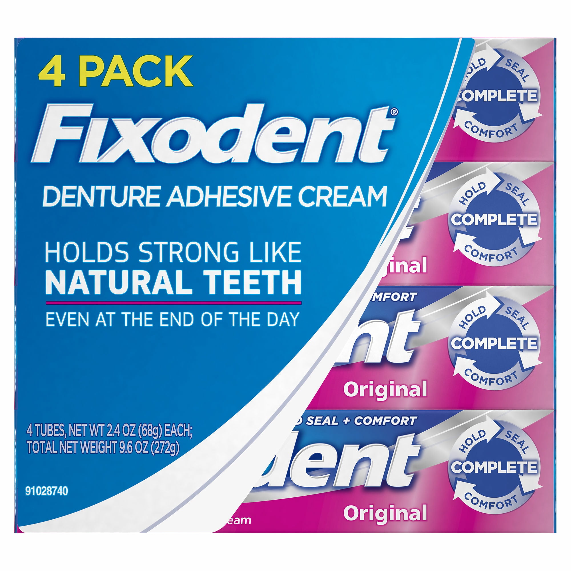 Fixodent Complete Original Denture Adhesive Cream, 2.4 Ounce (4 Count)