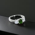 thumbnail image 3 of Gem Stone King 925 Sterling Silver 3-Stone Ring Chrome Diopside Moissanite(1.82 Cttw) (Size 8), 3 of 4