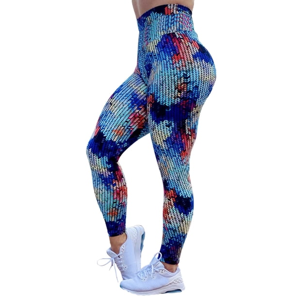 Gibobby Pantalones deportivos Yoga Mujer Gimnasio Deportes Pantalones Atlético Impreso Fitness Entrenamiento Leggings Correr Yoga Pantalones(Azul, L)