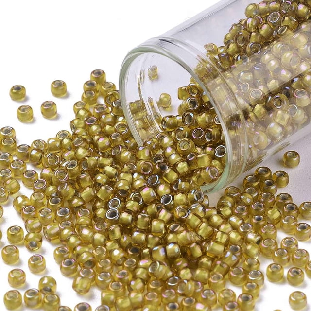 TOHO Round Seed Beads Japanese Seed Beads (389) Inside Color Topaz/Gray Lined 8/0 3mm Hole: 1mm about 222pcs/10g