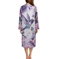 thumbnail image 3 of FKELYI Hummingbird Purple Pink Rose Print Women Zipper Front Robe Nightgowns Comfy House Coats Full Length Sleepwear House Dress Long Sleeve Bathrobe with 2 Pockets, L, 3 of 6