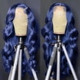 thumbnail image 4 of Pelucas de encaje en la parte delantera con forma de pájaro colorido, cabello humano azul real, 18 pulgadas, 4 of 6