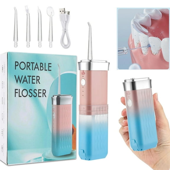 BearCris Water Flosser, Portable Oral Irrigator Cordless Teeth Cleaner, Telescopic Water Tank, 3 Modes 4 Nozzles, IPX7 Waterproof
