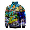 thumbnail image 4 of Chaqueta con estampado 3D de grafiti de colores a la moda para hombre, abrigo de hip hop para exteriores, chaquetas con cremallera de gran tamaño para la calle, ropa para niños, 4 of 4