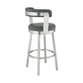 thumbnail image 3 of Kobe 26" Counter Height Swivel Bar Stool in Brushed Stainless Steel Finish and Gray Faux Leather, 3 of 10