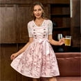 thumbnail image 6 of Women Midi Red Traditional Dress Women Dirndl Dress With Dirndl Apron For Oktoberfest, 6 of 9