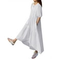 thumbnail image 5 of ZANZEA Women Short Sleeved Kaftan Long Dress Solid Color Ruffled Maxi Dresses, 5 of 10