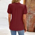 thumbnail image 4 of Fjuchai Womens V Neck Shirt Short Sleeve T Shirts Casual Summer Blouses Tops Solid Color Tees Shirt for Women's S-XXL, 4 of 8