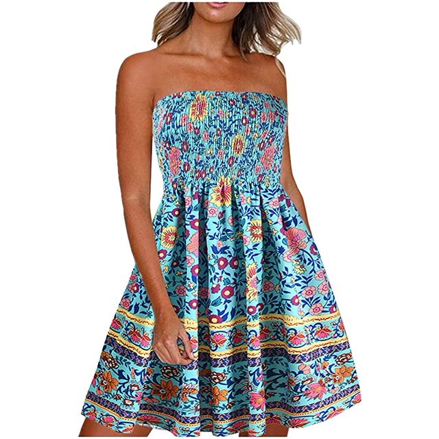 Robe d'Été Sans Manches Vintage pour Femmes Boho Floral Longueur Genou Ligne A Cocktail (Orchidée, S)