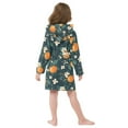 thumbnail image 5 of FORMRS Niños Bathrobe Unisex Hooded Robe Soft Plush Pajamas Sleepwear, Size 7-9T, Green Floral Oranges, 5 of 7