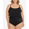 thumbnail image 1 of Swim Solutions Plus Size Triple Tiered Tummy-Control One-Piece Swimsuit, Black, 18W, 1 of 2