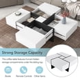 thumbnail image 5 of EUROCO 31.5" Square Coffee Table with 4 Hidden Storage Compartments, Sofa Side Tea Tables with Extendable Sliding Tabletop, UV High-gloss Finish Coffee Table for Living Room, 5 of 8