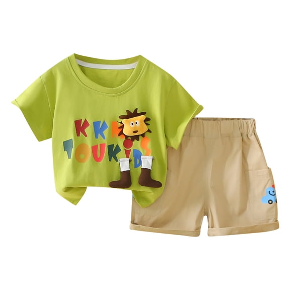 NIEWTR Toddler Boy Girl Short Sleeve T-Shirt and Elastic Waistband Elastic Shorts Outfit Set 2Pcs Cotton Outfits Summer Pjs 5t 6t Children's Day Gift 2PCS Set ,3-4 Years