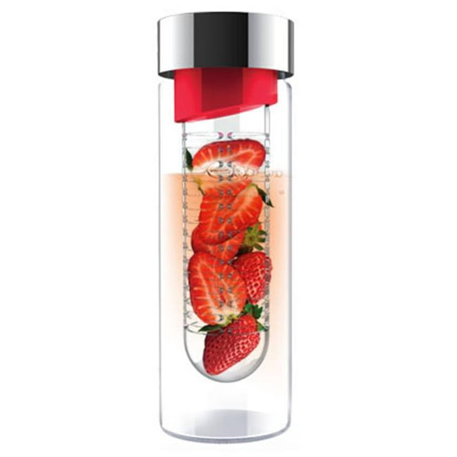 Ad-N-Art SWG11-RED/SILVER Flavour It-Glass Water Bottle Fruit Infuser in Red/Silver