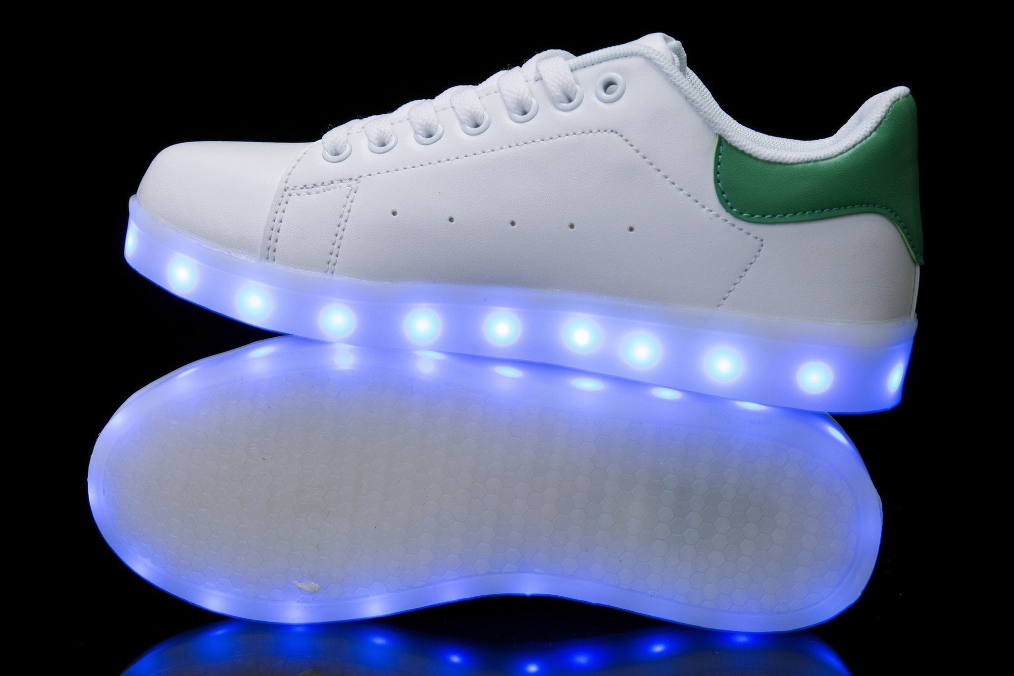 Hoverkick Mens Shooting Stars LED Sneaker White Green
