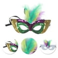 thumbnail image 3 of Unique Bargains 1 Pc Multicolor Feather Sequins Half Face Party Mask for Holloween Green Sequins Fabric, 3 of 5